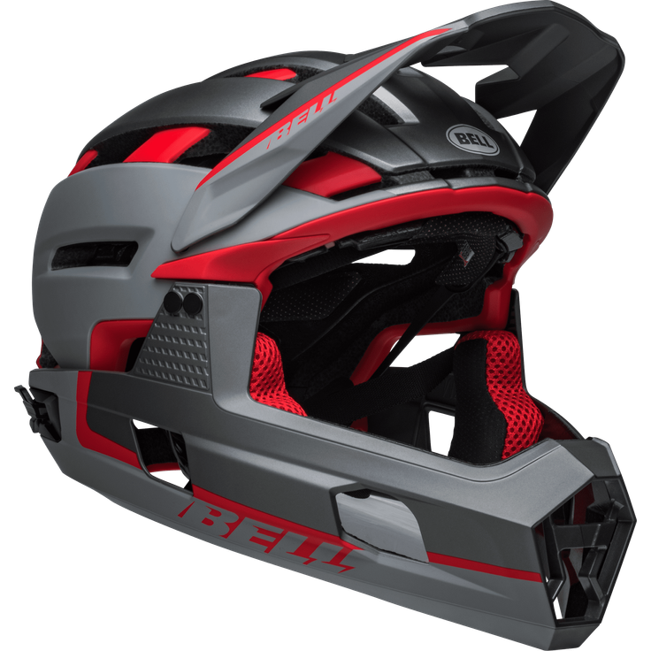 Bell Super Air R Spherical Fahrradhelm - matte gray/red 52 - 56 cm