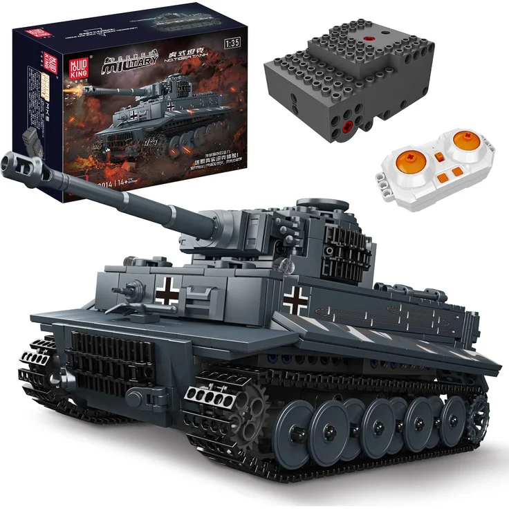 Mould King 20014 MOC Tiger-Panzer Ferngesteuert mit elektrischem Gyroskop und Sound Technik Transporter Tank, Technologie Klemmbausteine Bausatz （800+ pcs） – Bild 1