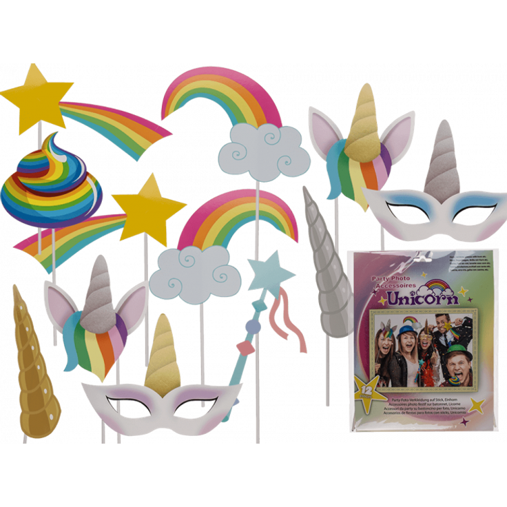 Party-Foto-Verkleidung auf Stick, Einhorn
