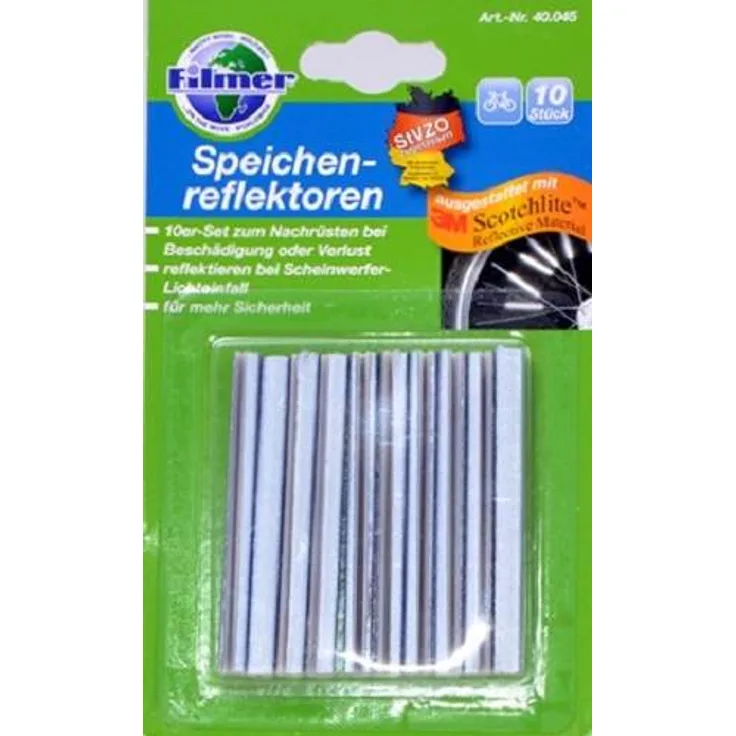 Filmer 40045 Speichenreflektoren,silber, im 10er-Set