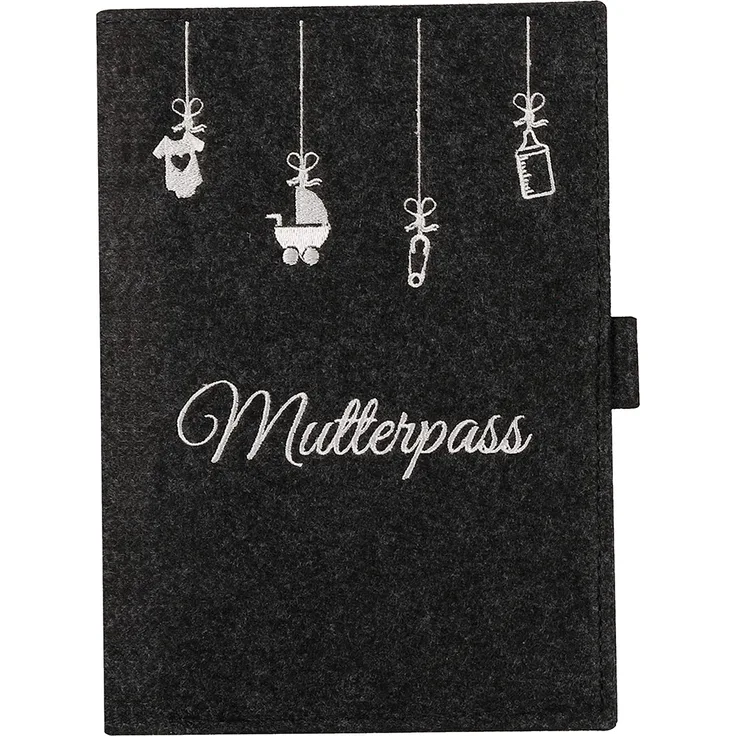 Mutterpasshülle aus Filz - Mutterpasstasche - Mutterpassorganizer mit vielen Taschen für Ultraschallbilder Mutterpass Krankenkassenkarte | Geschenk für Schwangere (Grau)