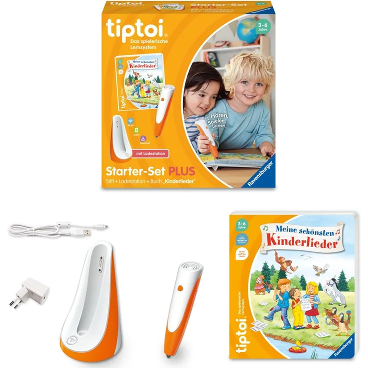 Ravensburger tiptoi Starter-Set PLUS 00159: Stift und Buch Meine schönsten Kinderlieder - plus Ladestation