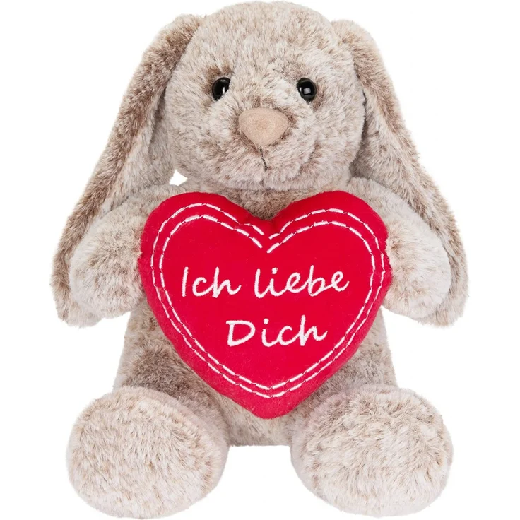 Hase Kuscheltier mit Herz Rot und Schlappohren - Ich Liebe Dich - 28 cm Plüschhasen Geschenk – Bild 1