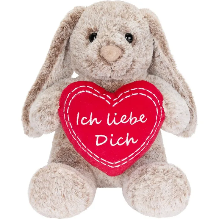 Hase Kuscheltier mit Herz Rot und Schlappohren - Ich Liebe Dich - 28 cm Plüschhasen Geschenk