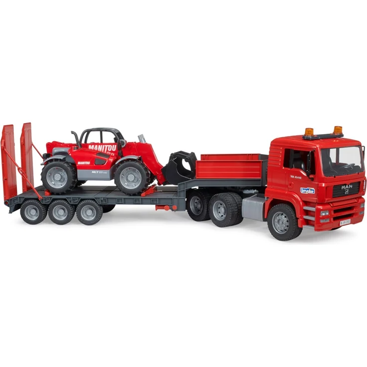 Bruder 02774 MAN TGA Tieflader mit Manitou Teleskoplader MLT 633 – Bild 6
