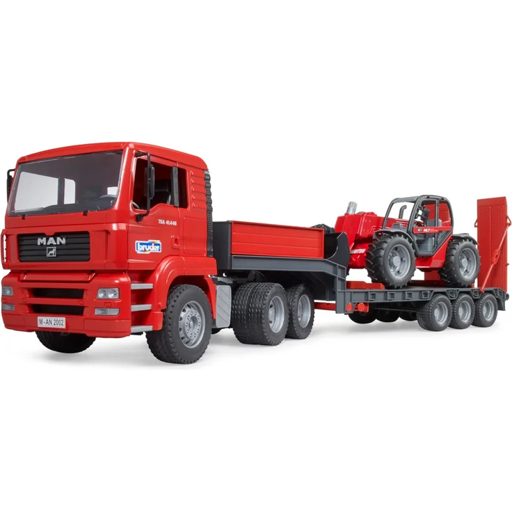 Bruder 02774 MAN TGA Tieflader mit Manitou Teleskoplader MLT 633 – Bild 2