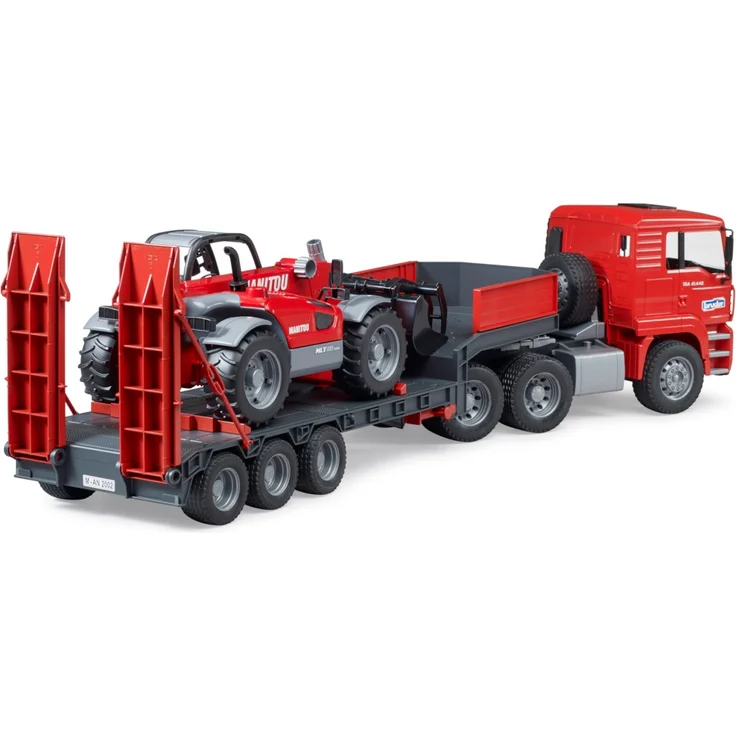 Bruder 02774 MAN TGA Tieflader mit Manitou Teleskoplader MLT 633 – Bild 3