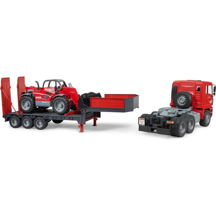 Bruder 02774 MAN TGA Tieflader mit Manitou Teleskoplader MLT 633 – Bild 5