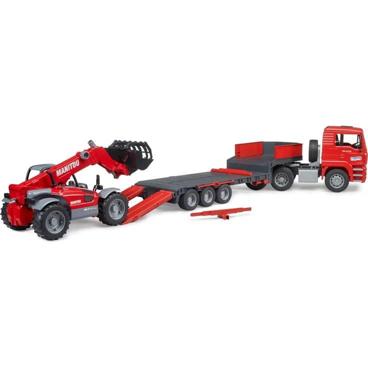 Bruder 02774 MAN TGA Tieflader mit Manitou Teleskoplader MLT 633 – Bild 7