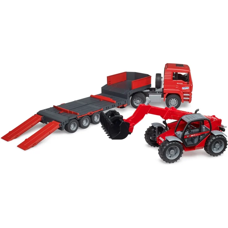 Bruder 02774 MAN TGA Tieflader mit Manitou Teleskoplader MLT 633 – Bild 8