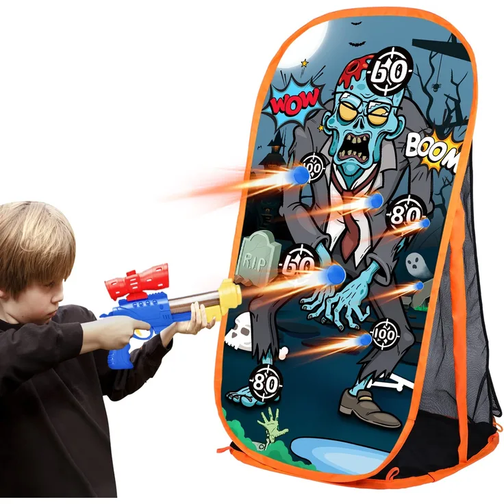Quanquer Schießen Zielscheibe Spiel Kinder Jungen Spielzeug für Nerf Gewehre - Zombie Schießscheibe mit Netz Indoor Outdoor Spielzeug Geschenke für 5 6 7 8 9 10+ Jahre alt Junge Mädchen