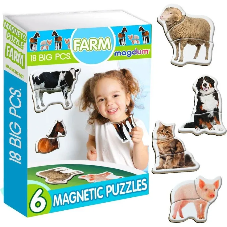 Magdum 6 Bauernhof MAGNETE KINDER PUZZLE ab 3 jahren - Magnete Kinder für magnettafel - Magnet spielzeug kinder -Magnetische Puzzle 3 jahre - Spielzeug ab 3 jahre -Lernspiele ab 3 jahre -Magnet Puzzle