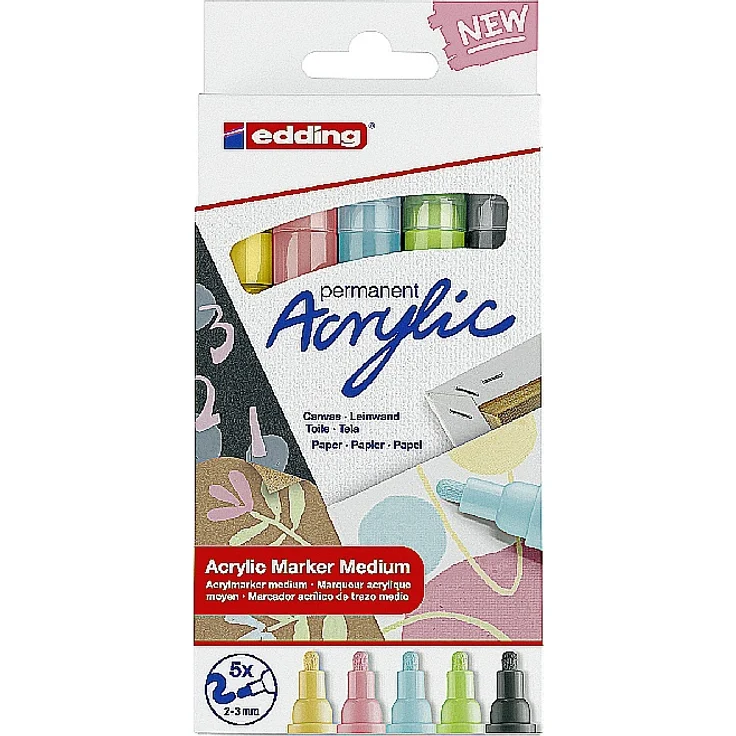 EDDING Acrylic Marker 5100 medium pastell 5Stück - Preisvergleich – Bild 1