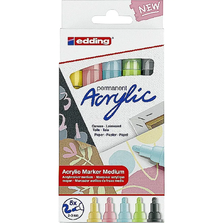 EDDING Acrylic Marker 5100 medium pastell 5Stück - Preisvergleich