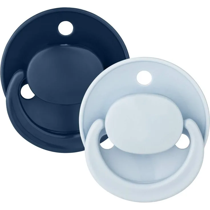 Baby Nova Silikon Beruhigungssauger Runde Kirschform Schnuller 2er Pack 0-24 Monate (Blau/Hellblau)