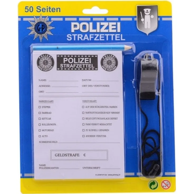 Polizei Gutscheinbuch mit Bleistift und Pfeife Deutsch