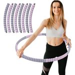Hula Hoop Fitness Reifen Edelstahl 8 Teile gepolstert befüllbar Grau Pink