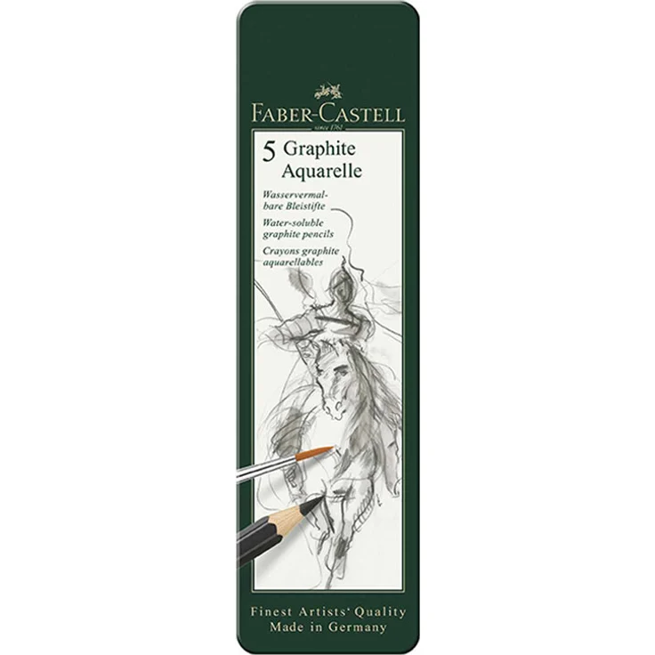 Faber-Castell Aquarellbleistifte Graphite Aquarelle, HB 2B 4B 6B 8B, 5er Set – Bild 1