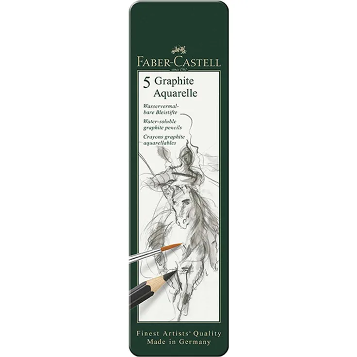 Faber-Castell Aquarellbleistifte Graphite Aquarelle, HB 2B 4B 6B 8B, 5er Set