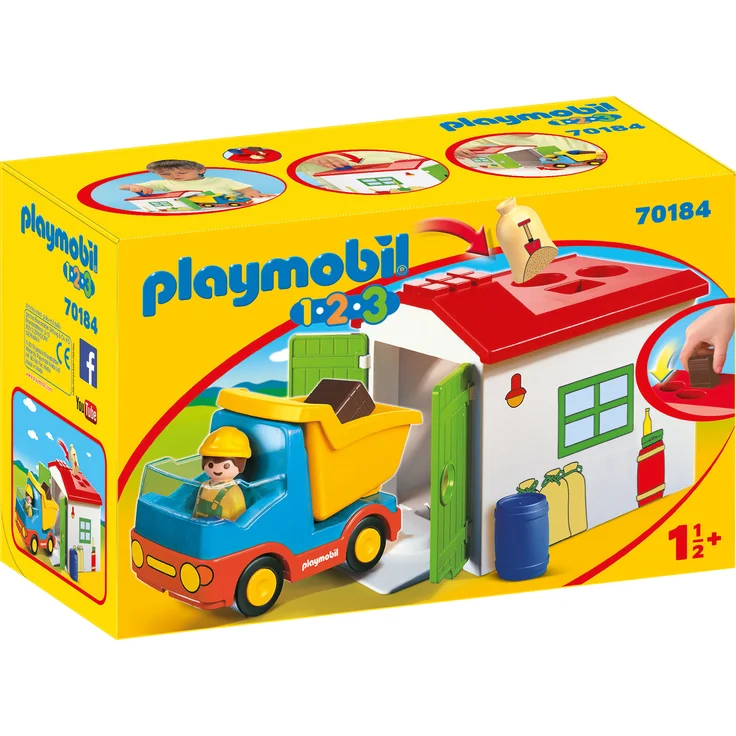 PLAYMOBIL 1.2.3 70184 'LKW mit Sortiergarage', 9 Teile, ab 1,5 Jahren - Preisvergleich – Bild 1