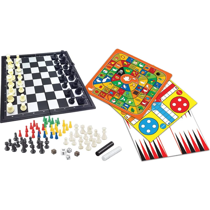 Lexibook JGM800 Set mit 8 1, Schach, Backgammon, Chinesische Dame, Neun-Männer-Morris, Schlangen und Leitern, Gänse Game/Ludo-Spiel – Bild 1