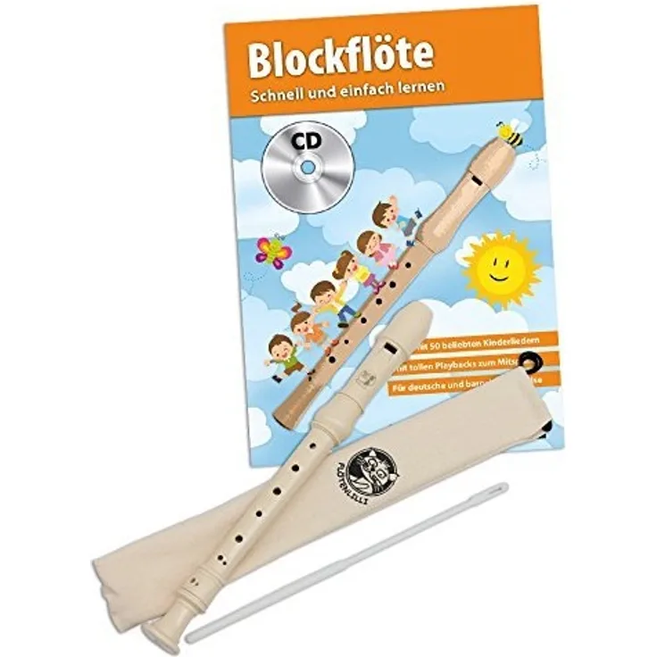 CASCHA Blockflöten Set, Flöte aus Kunststoff zum Lernen für Kinder und Anfänger mit Buch, Deutsche Griffweise
