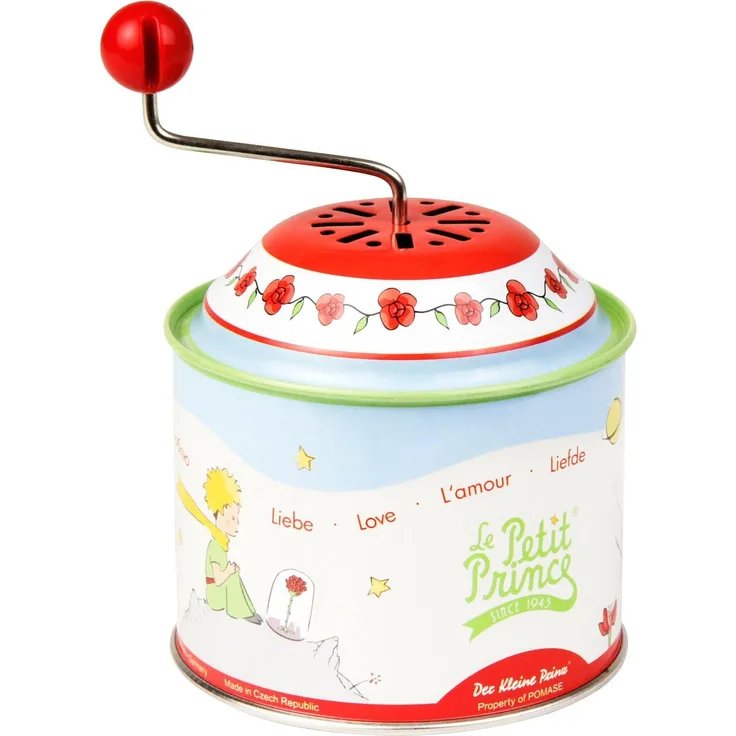 Lena 52769 Musikdrehdose Der Kleine Prinz, Musikdose ca. 10,5 x 7,5 cm, Blechdrehdose mit Melodie Claire de Lune, Drehdose aus Metall, Drehorgel für Kinder ab 18 Monate, Orgel mit Motiv, Mehrfarbig
