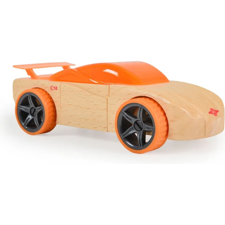 Moni Spielzeugautos Mini aus Buchenholz verschiedene Modelle, ab 4 Jahre orange