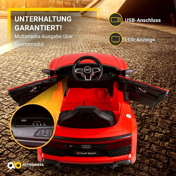 Audi R8 Spyder Kinder-Elektroauto lizenziertes Kinderfahrzeug 60 Watt Kinderauto (Rot) – Bild 8