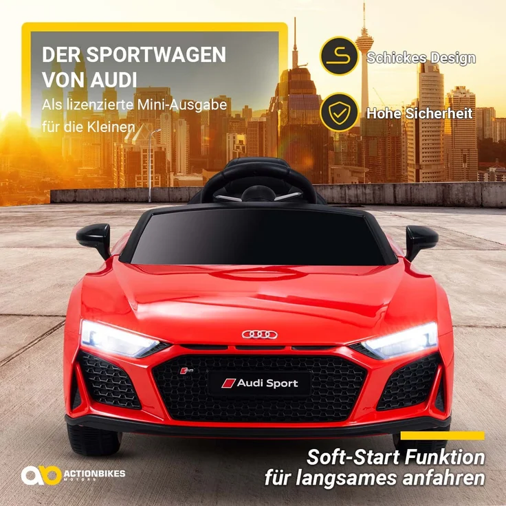 Audi R8 Spyder Kinder-Elektroauto lizenziertes Kinderfahrzeug 60 Watt Kinderauto (Rot) – Bild 10