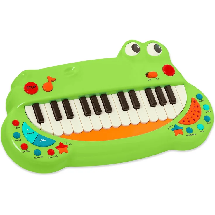 Battat BT2680Z Krokodil Keyboard Piano mit 5 Instrument Geräuschen und Musik – Kinder Klavier Spielzeug ab 3 Jahren, Grün