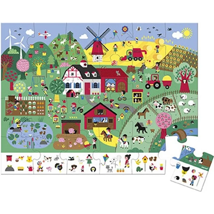 Janod Puzzlekoffer Bauernhof (24 Teile) mit Suchspiel
