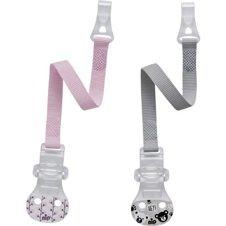 nip Schnullerband mit Hacken // 2-er Set // Schnullerkette für Schnuller mit Ring // made in Germany