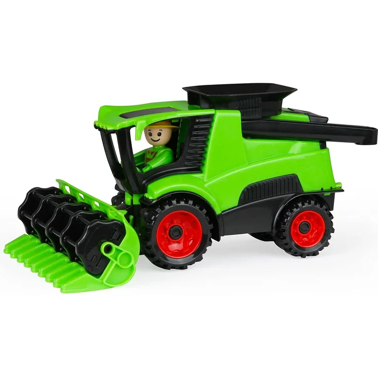 Lena 01626 - Truckies Mähdrescher mit Mähwerk, stabiles Bauernhof Fahrzeugset ca. 27 cm, Spielfahrzeug Set mit Figur für Kinder ab 2 Jahre, Robustes Spielset für Sandkasten, Strand und Kinderzimmer
