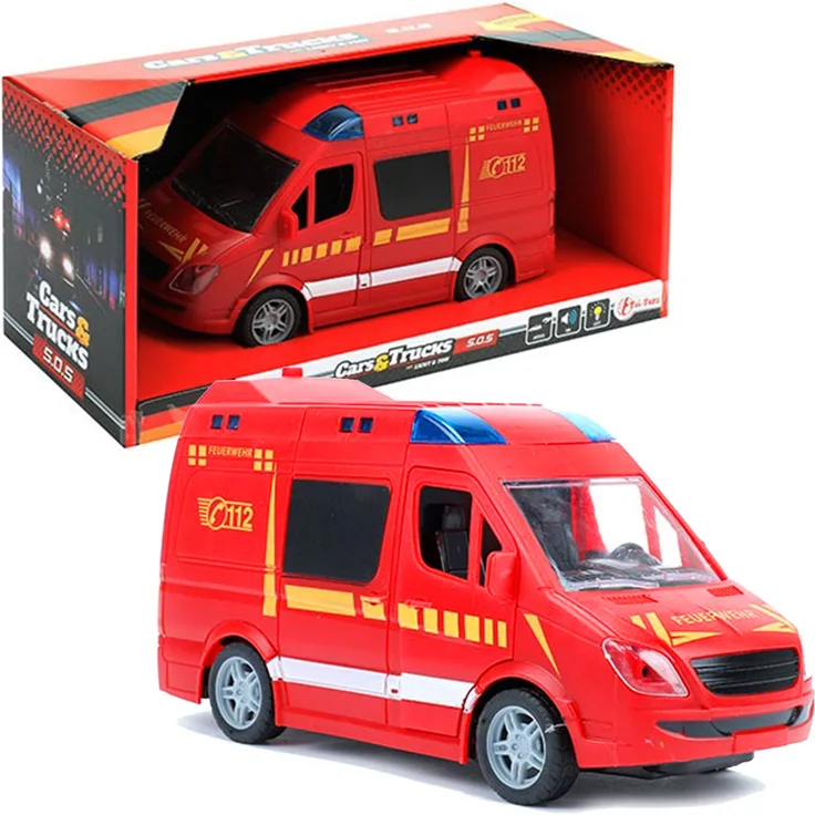 Feuerwehrauto mit Rückzugsmotor Sound und Licht 24 cm