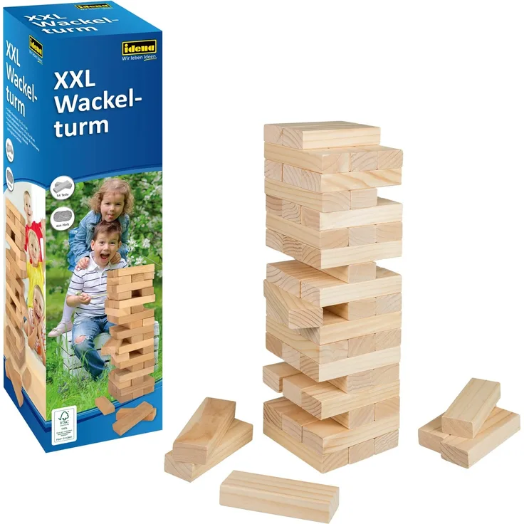 Idena XXL Wackelturm 54 Teile Holz