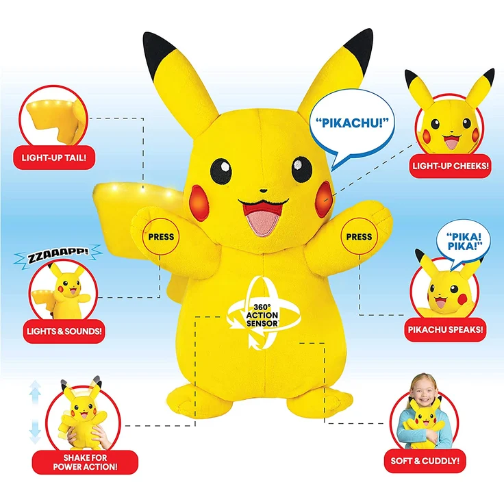 Pokemon Plüschfigur Pikachu mit Licht und Sound (25 cm) – Bild 2