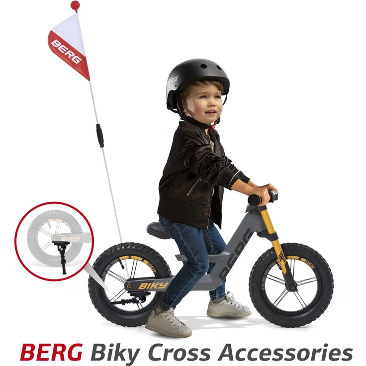 BERG 'Biky Cross' Laufrad, ab 2.5 Jahren, 12 Zoll Reifen, mit Lenkradpolster, verstellbarer Sattel, doppelte Vorderradgabel, grau – Bild 10