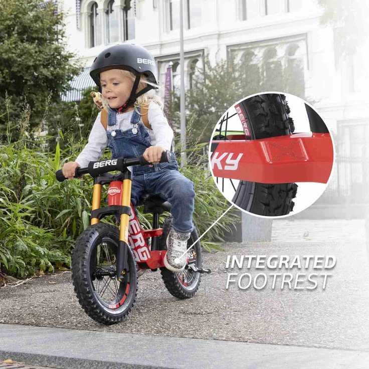 BERG 'Biky Cross' Laufrad, ab 2.5 Jahren, 12 Zoll Reifen, mit Lenkradpolster, verstellbarer Sattel, doppelte Vorderradgabel, grau – Bild 5