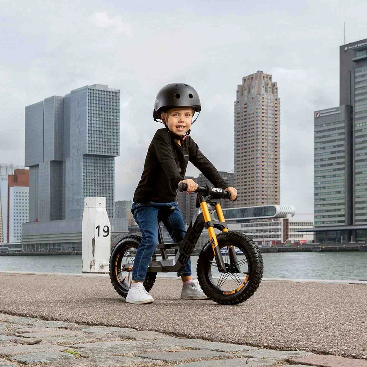 BERG 'Biky Cross' Laufrad, ab 2.5 Jahren, 12 Zoll Reifen, mit Lenkradpolster, verstellbarer Sattel, doppelte Vorderradgabel, grau – Bild 9