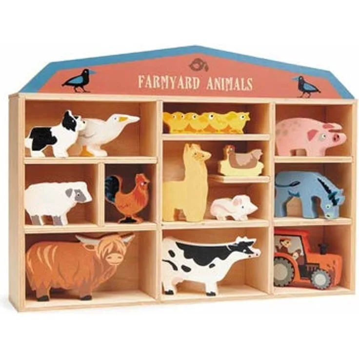 Bauernhof Holztiere mit Setzkasten | Tender Leaf Toys