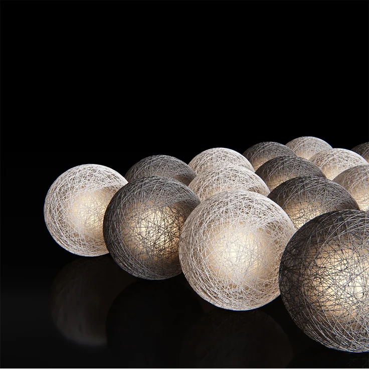 VitaliSpa 'Cotton Balls' Lichterkette Girlande weiß/grau 310 cm - Preisvergleich – Bild 3