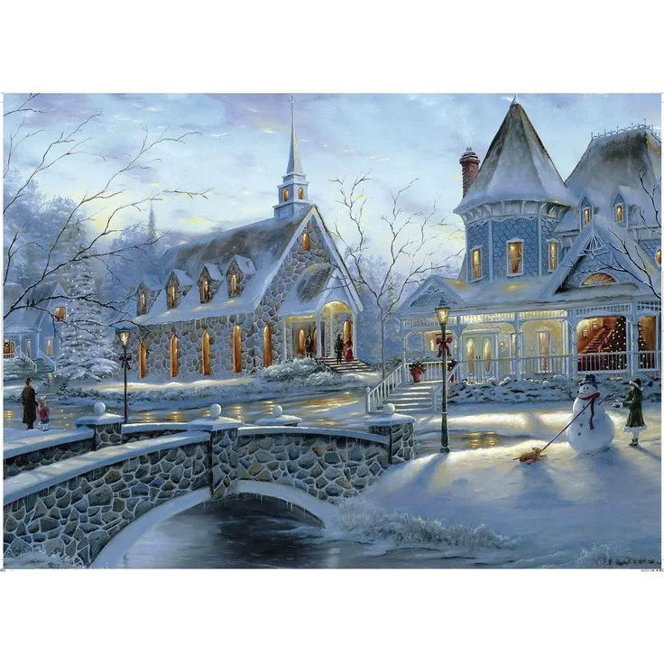 EACHHAHA Winter Puzzle 1000 Teile, Schneestadt Puzzle 1000,Erwachsene Puzzle,70 x 50 cm/27. 5x19. 7in,Romantische Stadt