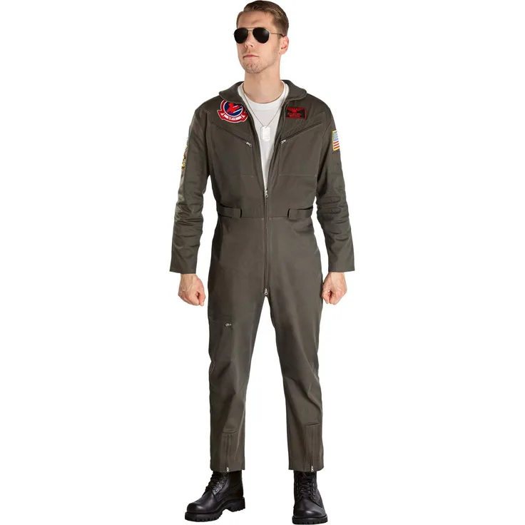 Maskworld Original Top Gun Overall Deluxe - Lizenziertes Film-Kostüm für Erwachsene - Verkleidung Karneval Motto-Party - Größe: M-L