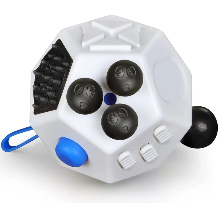 Fidget Toy Cube Weiß 12 Seiten - Anti Stress ADHS Würfel Klein Spielzeug Anxiety Artsylabs Cube Toy Original für Erwachsene,Kinder - ADD,ASD,ADHD - Schule,Büro,Reisen - by VCOSTORE – Bild 1
