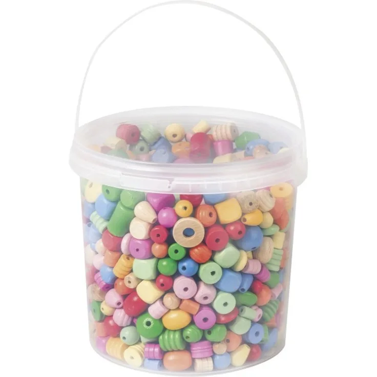 Knorr Prandell - Holzperlen im Eimer pastell, seidenmatt, 1 kg