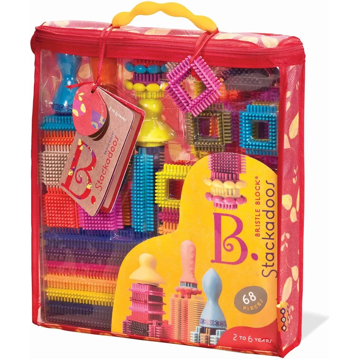 B. toys 68 Teile Bristle Blocks Stackadoos – STEM Bausteine Baublöcke Borsten Blöcke zum Zusammenstecken mit Aufbewahrung – Baby Spielzeug ab 2 Jahren