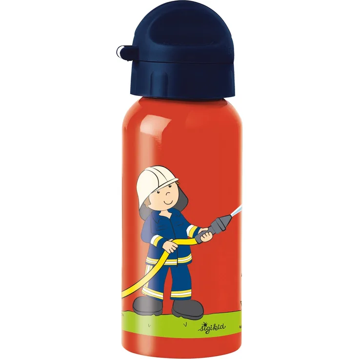 SIGIKID Edelstahl Trinkflasche Frido Firefighter, auslaufsicher, BPA-frei, robust, leicht, Drehverschluss zerlegbar, gut zu reinigen, für Kinder 3-8 Jahre, Art. -Nr. 25292, Feuerwehr/rot 400 ml