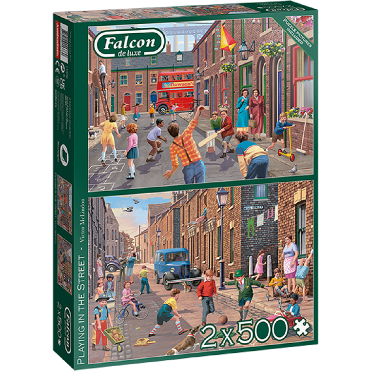 Falcon 11376 Victor McLindon Spielen auf der Straße 2x500 Teile Puzzle