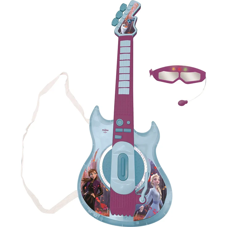 Lexibook K260FZ Disney Frozen Die Eiskönigin ELSA Anna Elektronische Gitarre mit Licht, Brille mit Mikrofon, Demo-Songs, MP3-Stecker, blau/lila, Multicolor